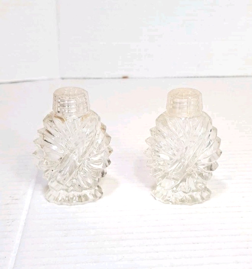 Vintage L.B. Rogers Pressed Glass Salt & Pepper Shakers 3" Collectible Set